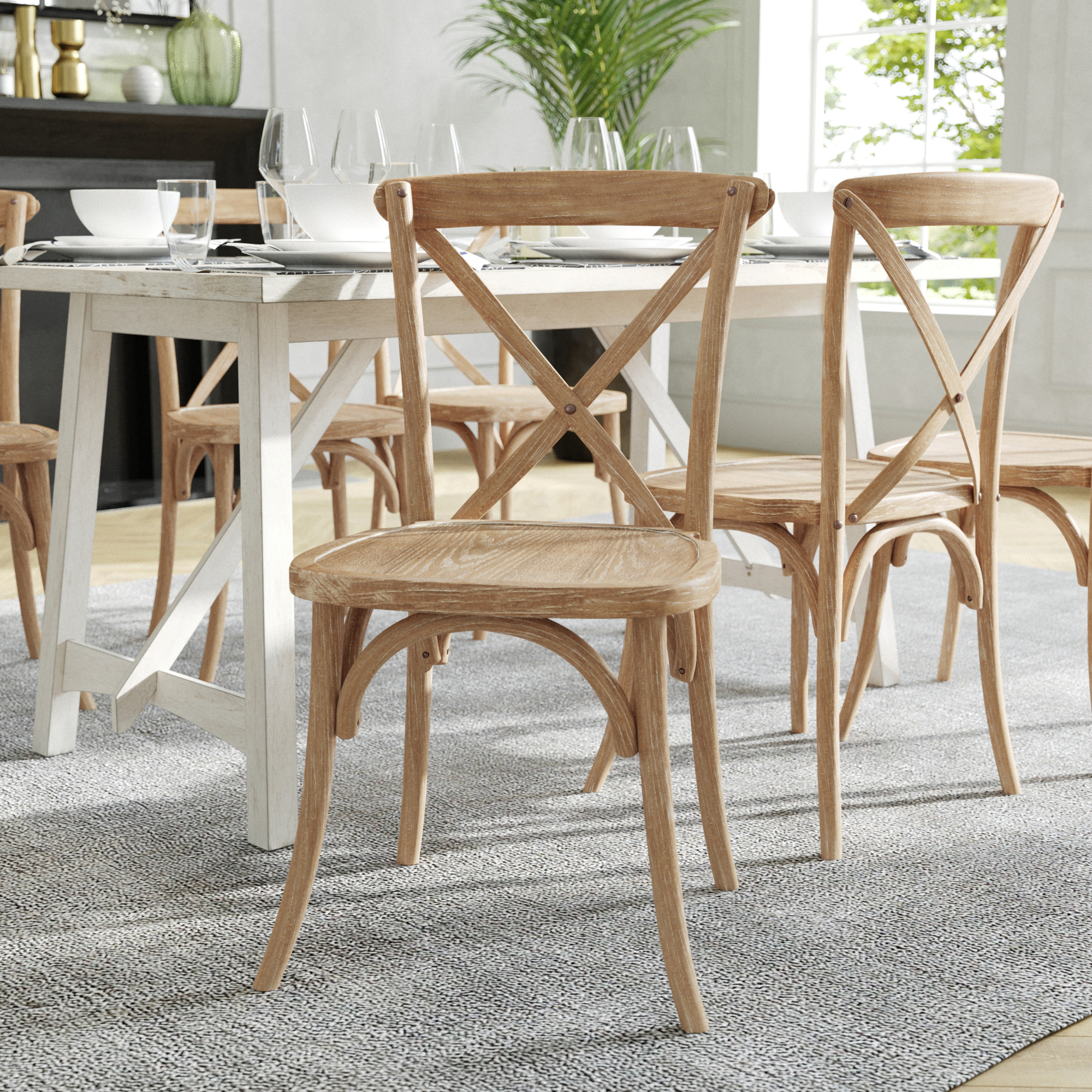 Flash Furniture, Natural With White Grain X-Back Chair, Included (qty.) 1 Model# XBACKNWG